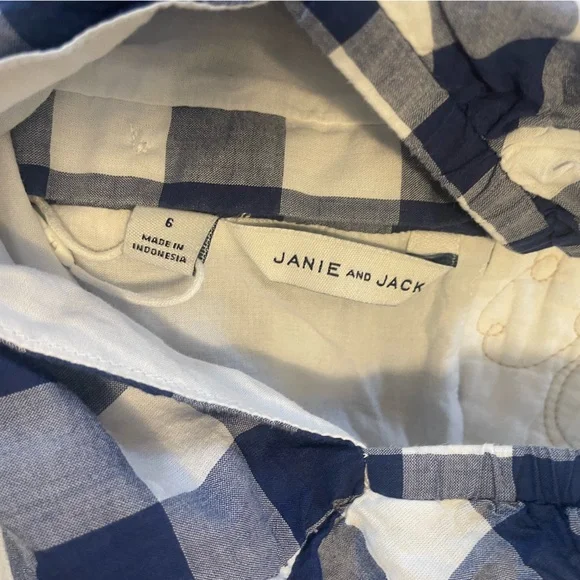 Girls Size 6 Janie & Jack Blue and White 100% Cotton Top - Picture 2 of 6